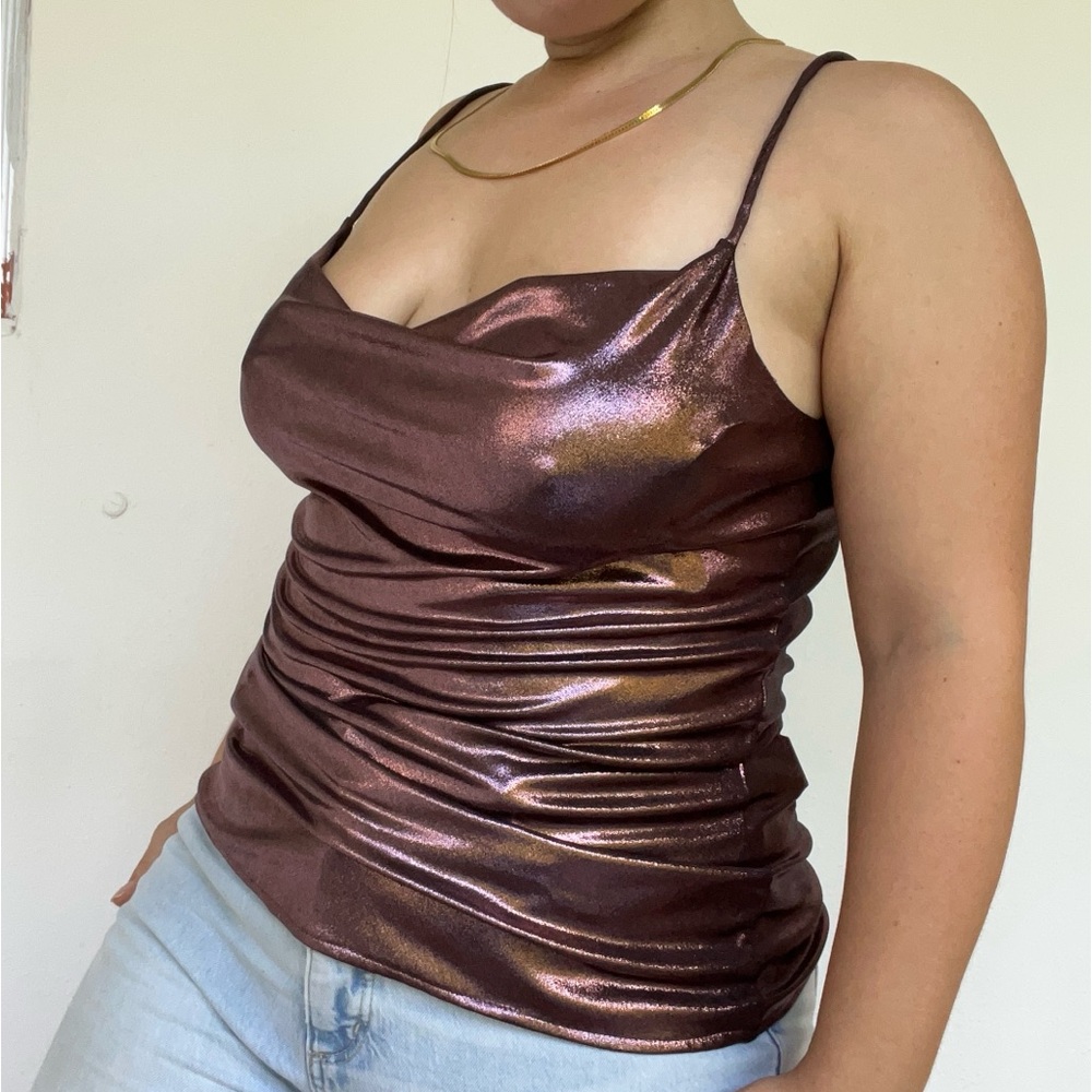 Zara Metallic Purple Cami Top